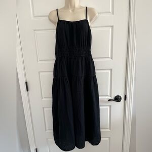 Old Navy Womens Black Sleeveless Cotton Gauze Midi Dress Size XL Boho Pockets